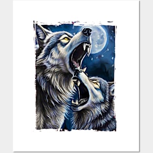 Howling Wolves Posters and Art